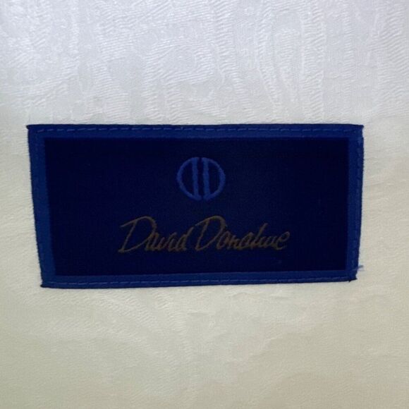 David Donahue Mens White Paisley Dress Shirt 100% Cotton Size 17 - Picture 2 of 10